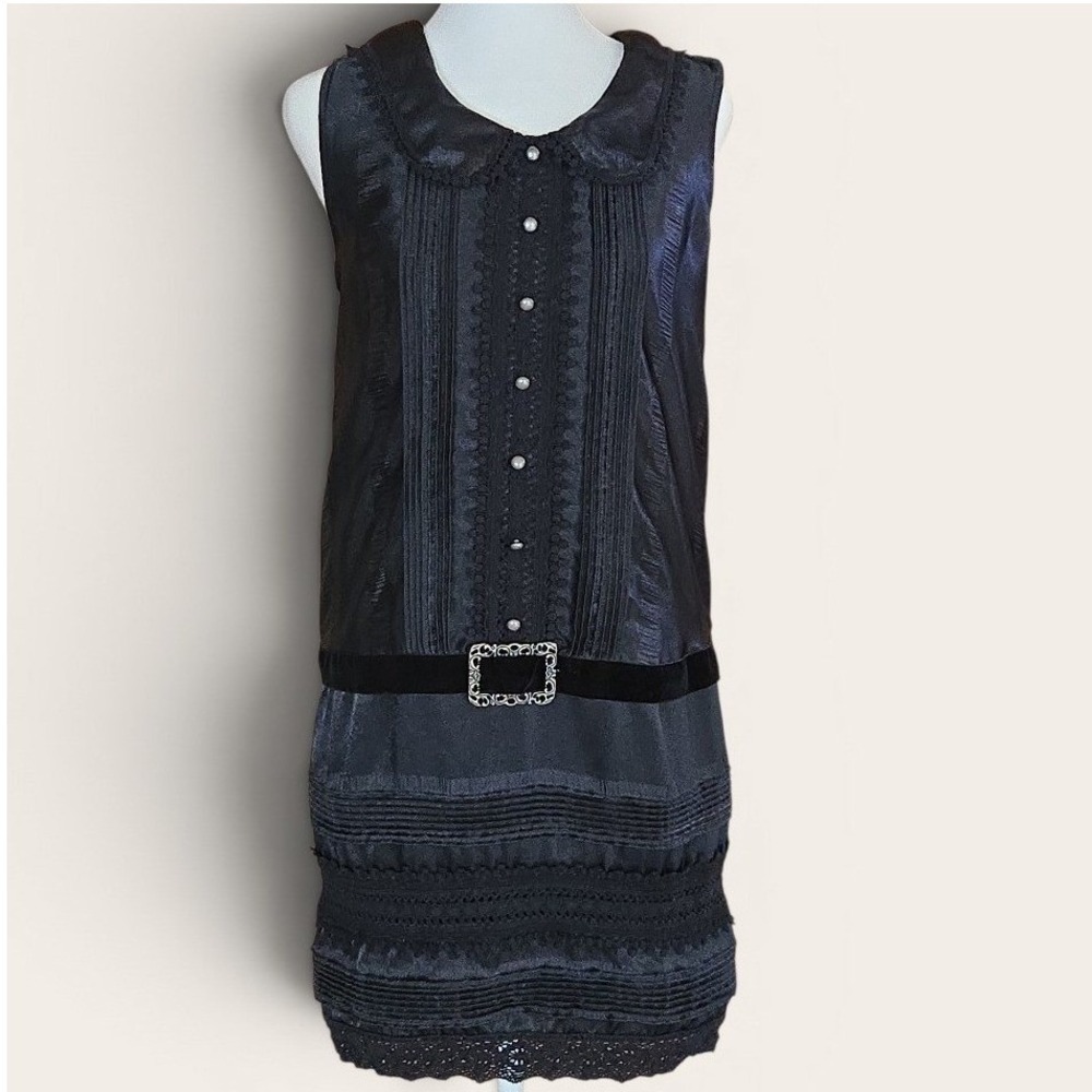 Anna Sui X Target Collab Black Drop Waist Dress‎ Small Goth Witchy Mod Romance